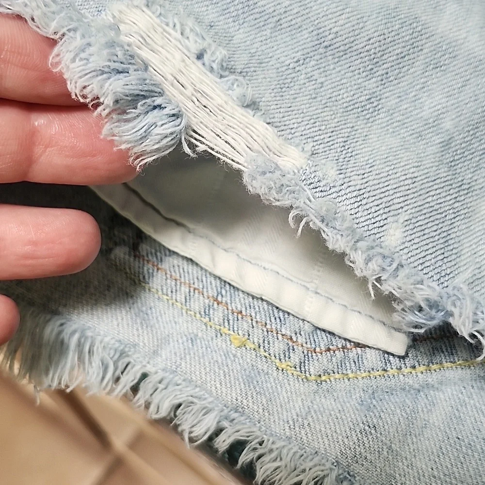 Abercrombie and Fitch Blue Jean Shorts Distressed Frayed Hem - Picture 5 of 6